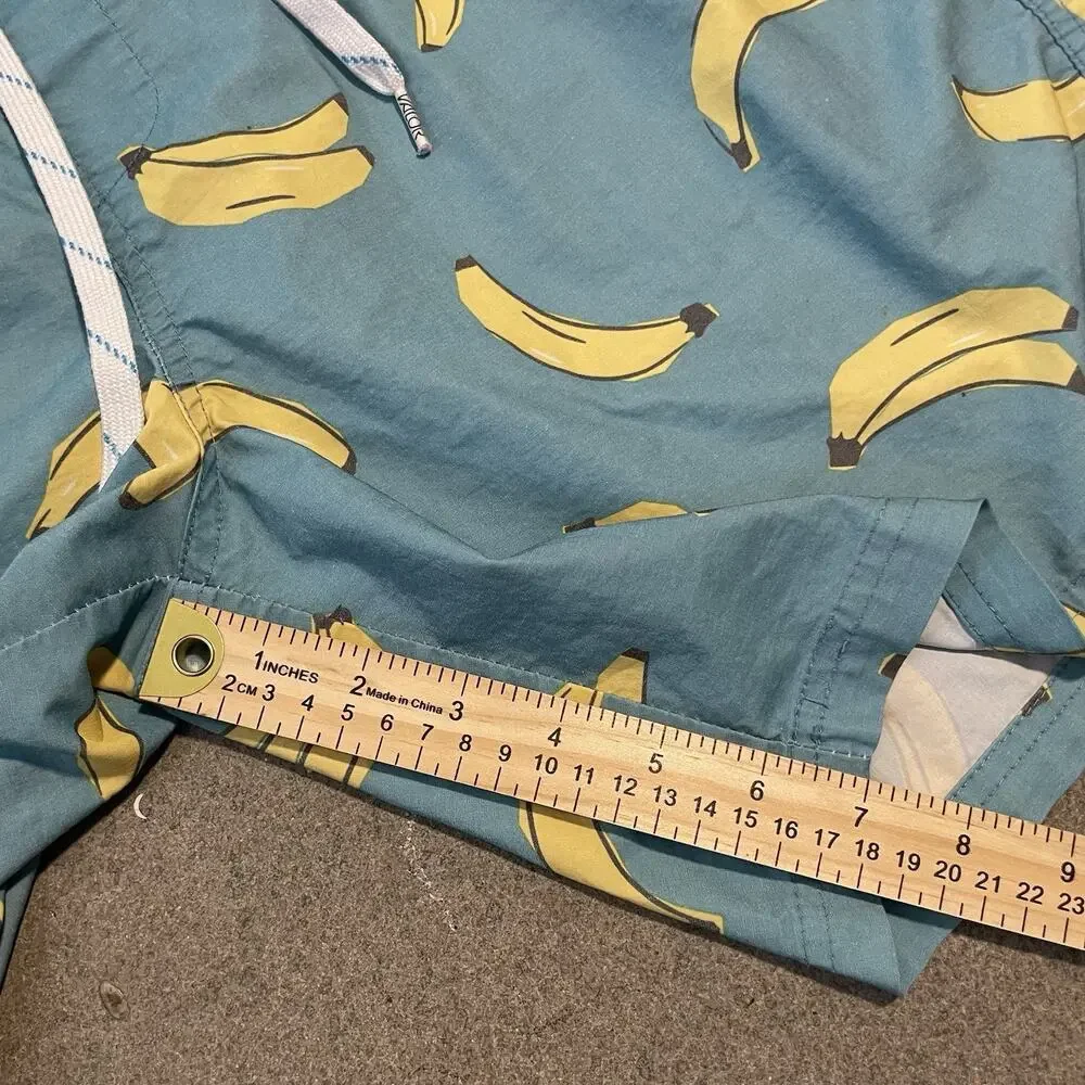 Valor Collective Men's Banana Print Swim Shorts Blue Yellow XL